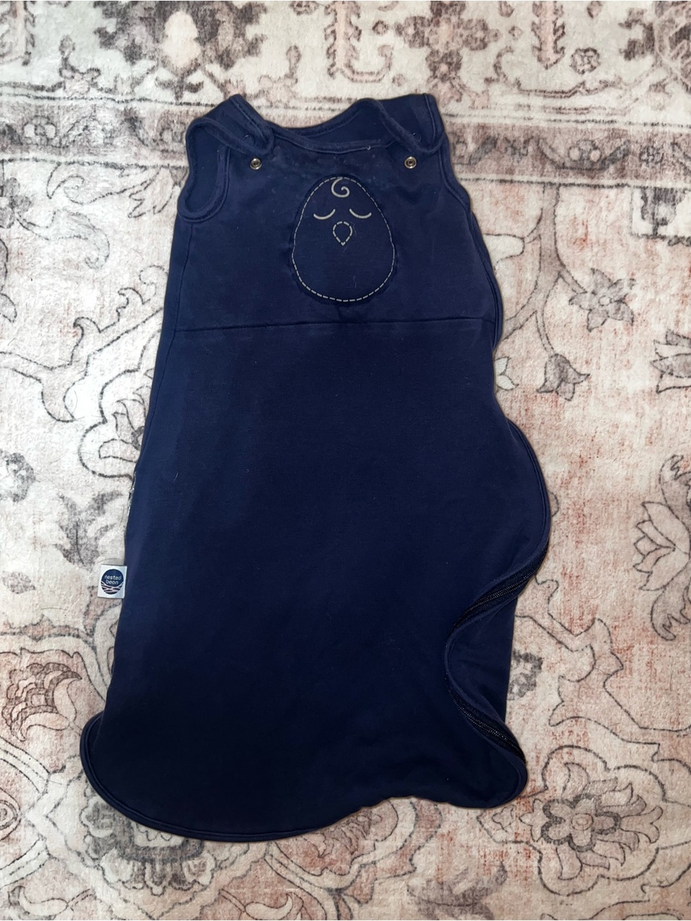 Navy Baby Sleep Sack with Owl Embroidery Nested Bean